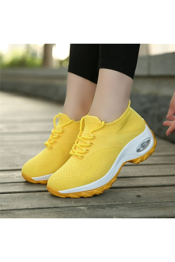 Womens Sneakers Running Shoes for Women Running Shoes Running Slide Casual Shoes Yellow 2024 Summer Clearance Size 8.5