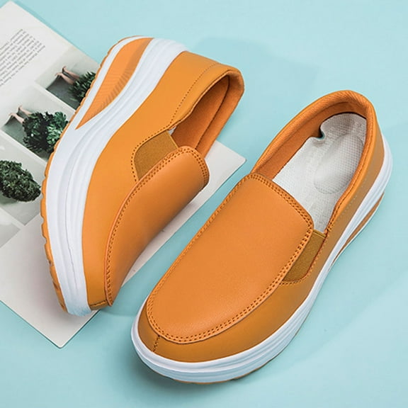 BONIXOOM Womens Sneakers Womens Shoes Running Slip-On Sneakers Yellow Size 7