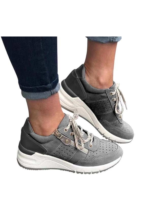 Womens Sneakers Womens Shoes Walking Shoes Running Lace-Up Casual Shoes Gray 2024 Summer Clearance Size 8.5