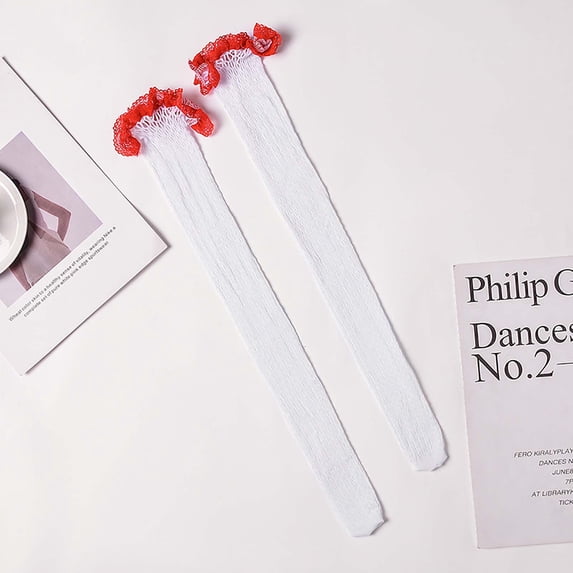 BONIXOOM Womens Socks Semi-Opaque Mid-Calf AcrylicTube Feetures Socks For Women Red One Size