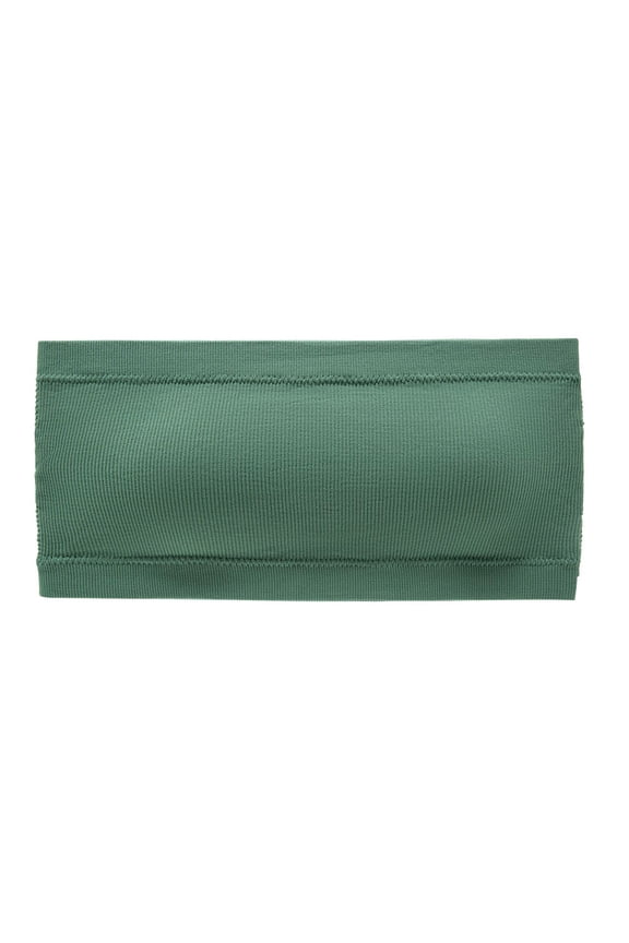 Womens Strapless Bra, Seamless Ribbed Bandeau, Stretchy Wireless Non-Slip Support Army Green Free Size