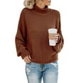 thumbnail image 1 of BONIXOOM Womens Sweaters Baggy Fit Sweater Pullover Casual Round Neckline Sweaters For Teen Girls Coffee S(US:4), 1 of 5