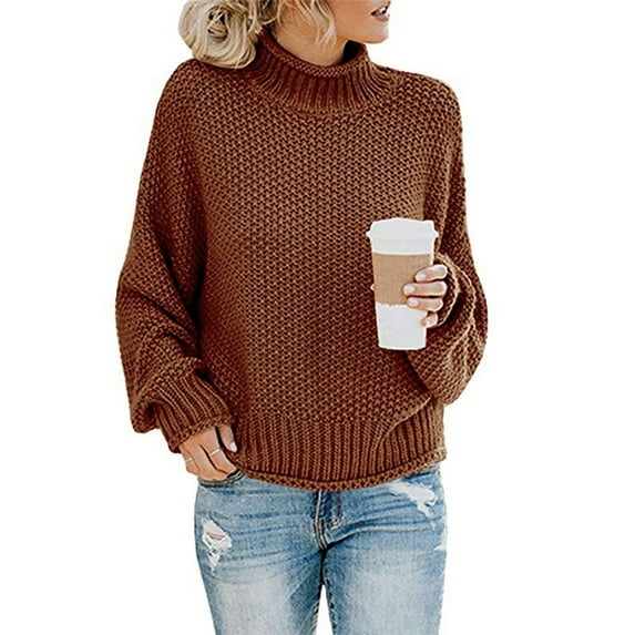 BONIXOOM Womens Sweaters Baggy Fit Sweater Pullover Casual Round Neckline Sweaters For Teen Girls Coffee S(US:4)