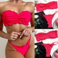 thumbnail image 1 of BONIXOOM Womens Swimsuits Bandeau None Solid Bikinis Bikini Summer Swimwears on Clearance Watermelon Red Size 8, 1 of 7