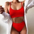 thumbnail image 1 of BONIXOOM Womens Swimsuits Underwire Elastic Printed Two-Piece Sets High Cut Summer Swimwears on Clearance Red Size 4, 1 of 7