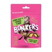 BONKERS Cat Bites, Catnip & Chick 'N' Cheddar Flavor, Crunchy & Soft Cat Snacks, Treats for Cats, 3 oz Bag