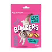 BONKERS Cat Bites, Seafood & Eat It Flavor, Crunchy & Soft Cat Snacks, Treats for Cats, 3 oz Bag