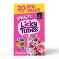 thumbnail image 1 of BONKERS Licky Tubes Chicken, Salmon, and Tuna Flavored Wet Cat Treats, 20 Pieces, 1 of 13