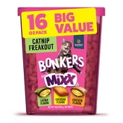 BONKERS Mixx Crunchy Cat Treats Catnip Freakout Variety Pack Catnip, Cheddar, and Chicken Flavors 16 oz Value Tub