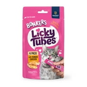 BONKERS Licky Tubes, Chicken Flavor, Wet Lickable Tube Cat Snacks, Treats for Cats, 4 Piece Bag