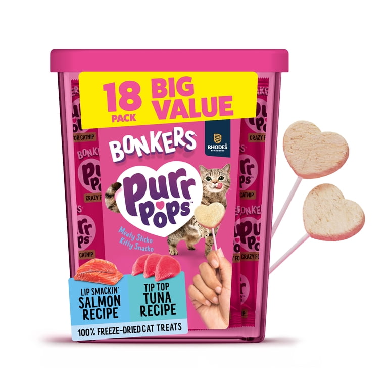 Bonker's Freeze Dried Tuna Salmon Lollipops Cat Treats 18 Pieces