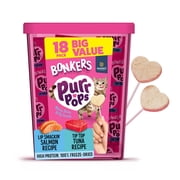 BONKERS Purrpops, Freeze Dried Tuna & Dried Salmon Lollipops Cat Treats, 18 Pieces
