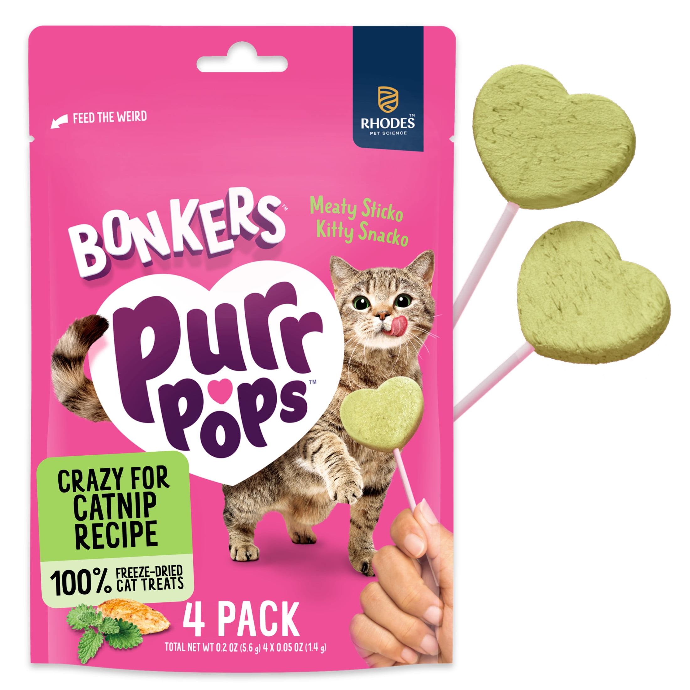 BONKERS Purrpops Freeze-Dried Catnip Flavored Lollipop Treats for