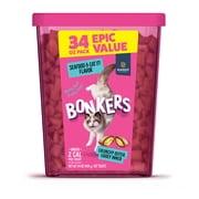BONKERS Bites Seafood & Eat It Flavor Crunchy & Soft Treats for Cats, 34oz Tub