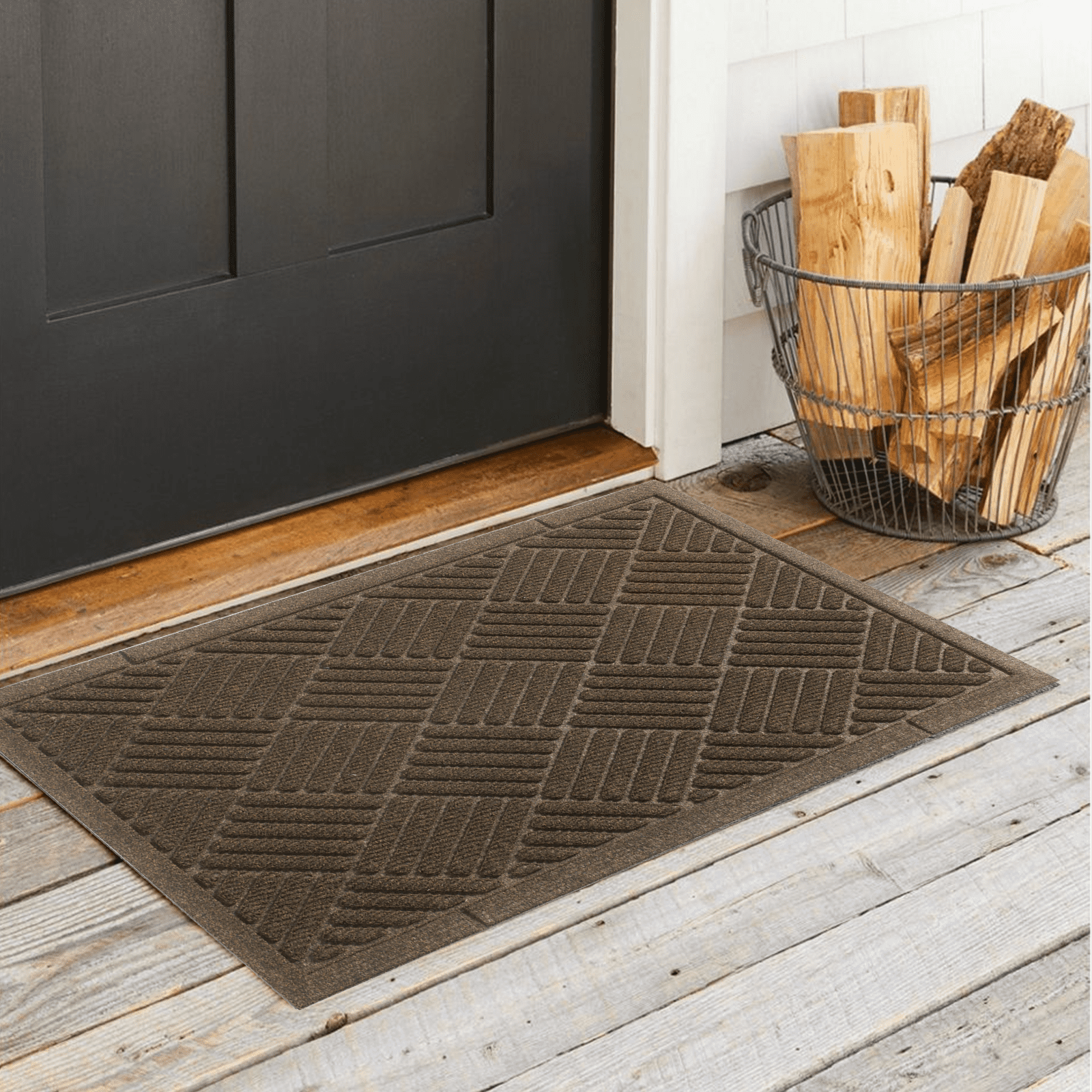 BONLION Brown Polypropylene Rubber Indoor Outdoor Doormat, 24