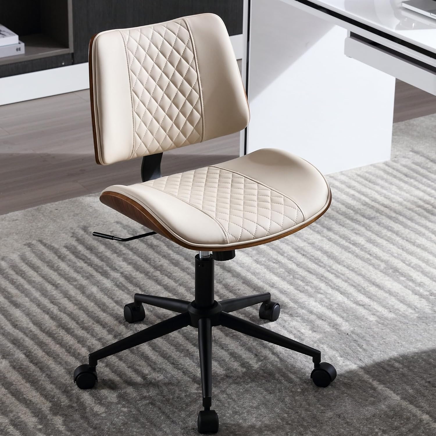 BONNE VIE Modern Chair Armless Small Desk Chair with Wheels Mid Back