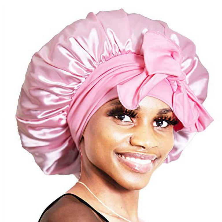 BONNET QUEEN Silk Bonnet for Sleeping Women Satin Bonnet Hair Bonnet Large  Bonnet Night Sleep Cap wrap for Curly Hair with tie Band hot Pink