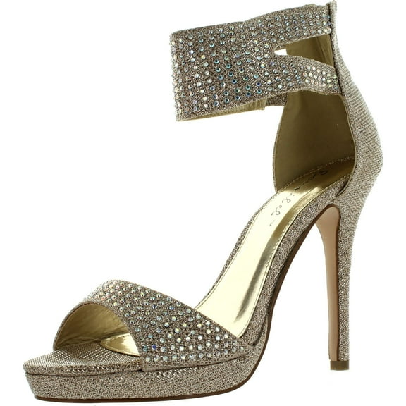 BONNIBEL BLING-1 Womens Glitter Stiletto Ankle Cuff Back Zip Dress Sandals