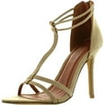 thumbnail image 1 of BONNIBEL ROSITA-2 Womens T-strap Back Zipper Ankle Strap Stiletto Dress Sandals, Beige, 8.5, 1 of 4