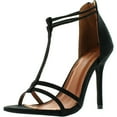 thumbnail image 1 of BONNIBEL ROSITA-2 Womens T-strap Back Zipper Ankle Strap Stiletto Dress Sandals, Black, 8.5, 1 of 4