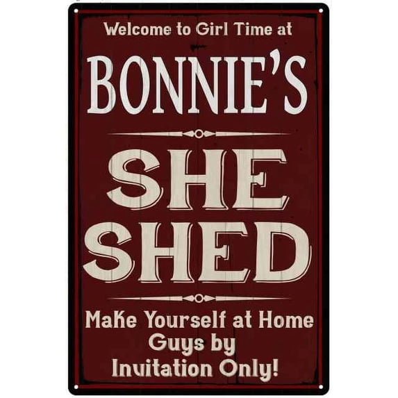BONNIE'S She Shed Red Sign Lady Cave 8x12 Metal Sign 208120088091