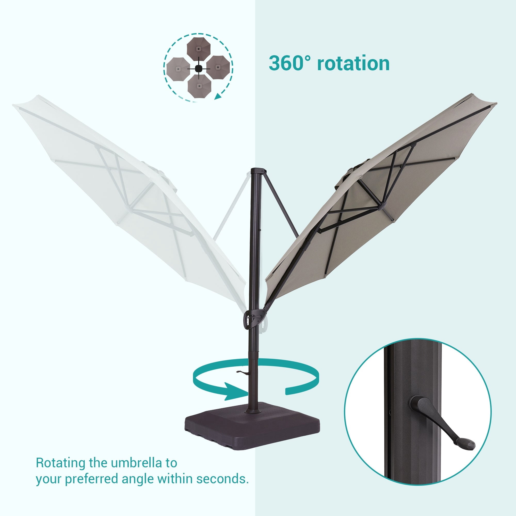 BONOSUKI 11FT Cantilever Patio Umbrella with a Weight Base Grey