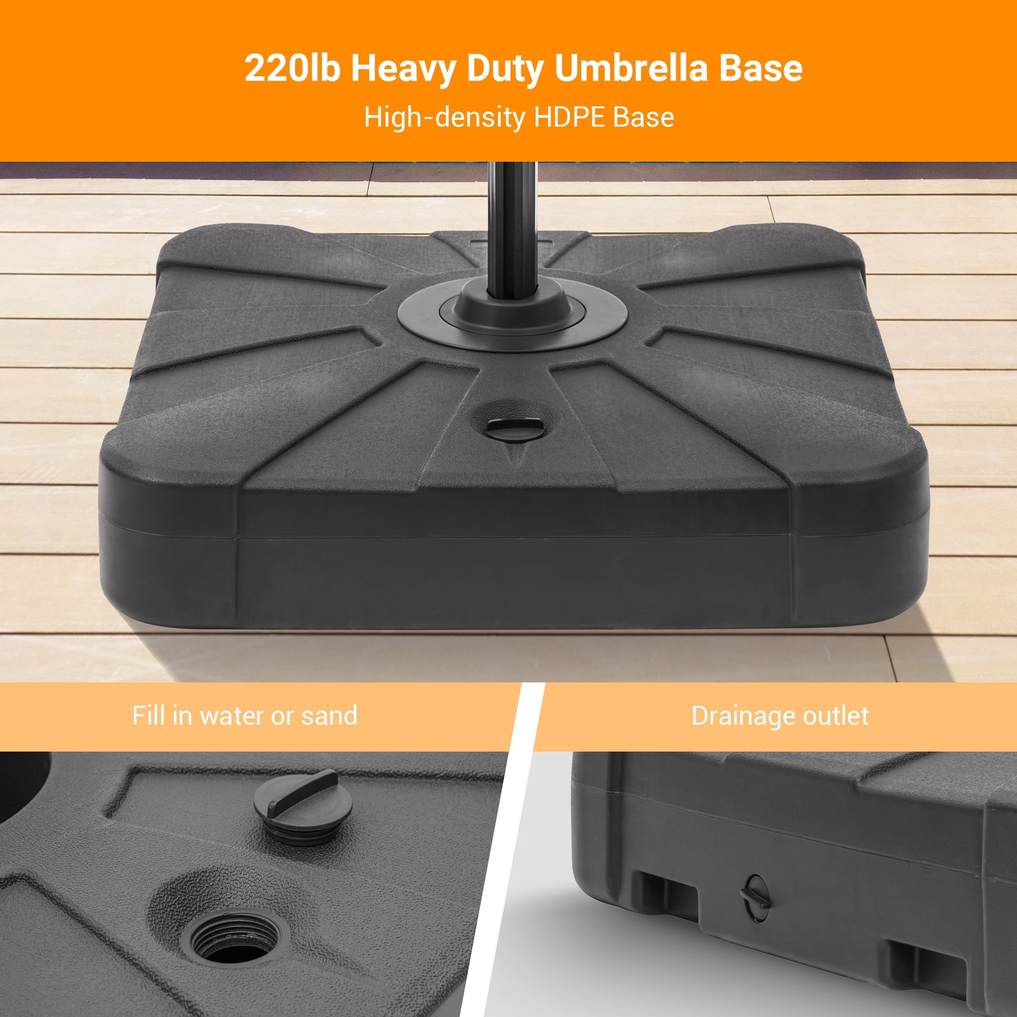 BONOSUKI 11ft LED Aluminum Patio Cantilever Offset Umbrella with Base