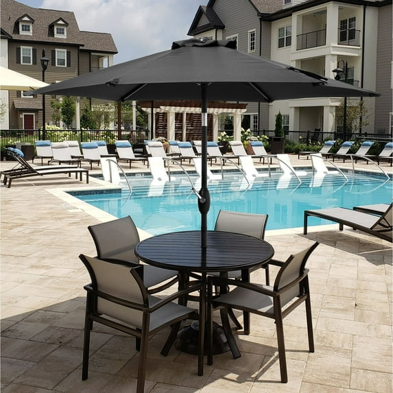 BONOSUKI 7.5-foot Waterproof Sunshade Canopy Patio Umbrella Dull Black