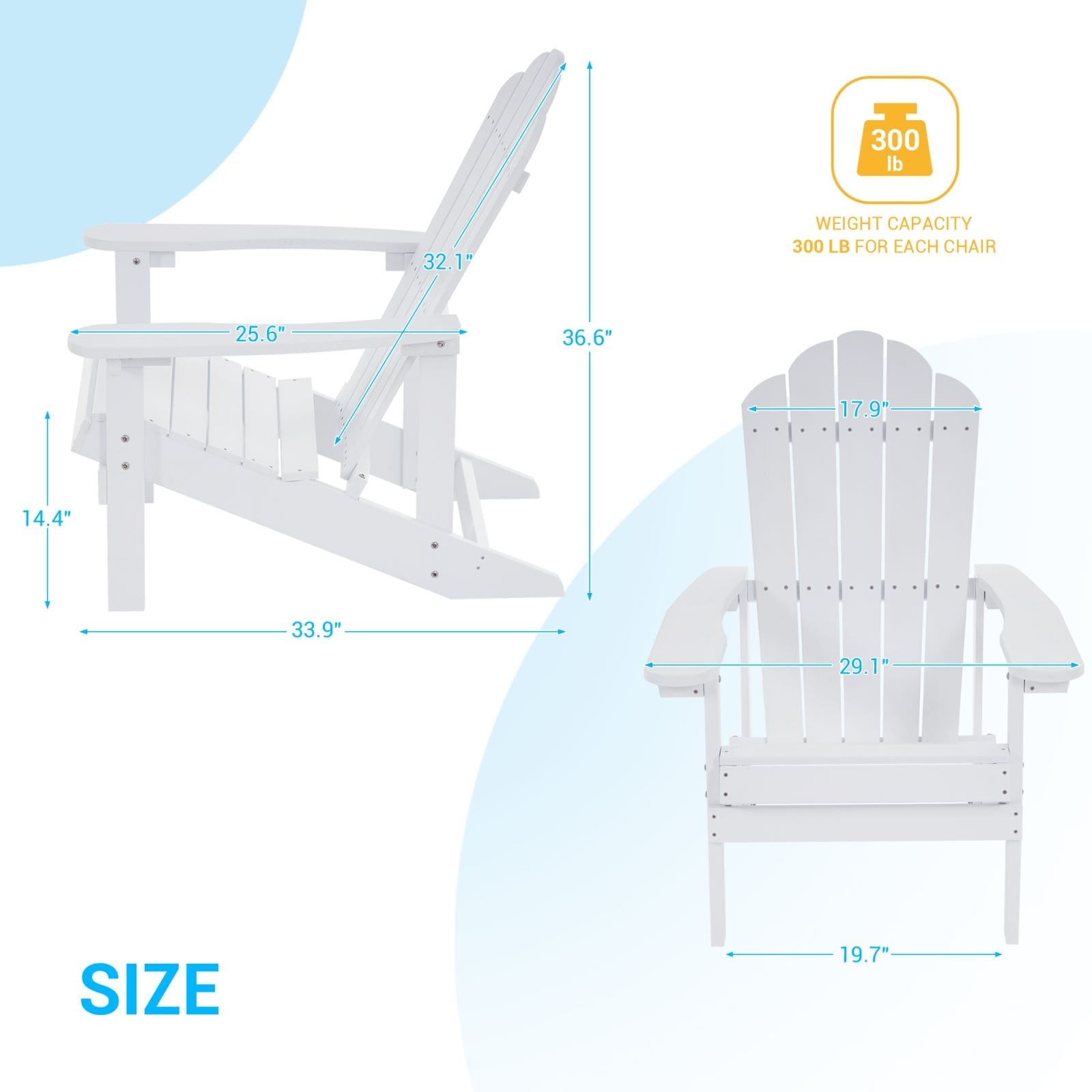 BONOSUKI Patio Adirondack Chairs Weatherresistant(Set of 2) Milky