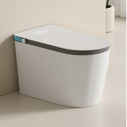 BONSAM Smart Toilet with Foot Sensor, Heated Seat and Air Dryer for Modern Bathrooms. Intelligent Tankless Toilet Features an Automatic Open/Close Lid and Seat, Remote Control.
