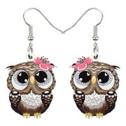 BONSNY Acrylic Dangle OWL Earrings Funny Birds Lovely Gift For Women