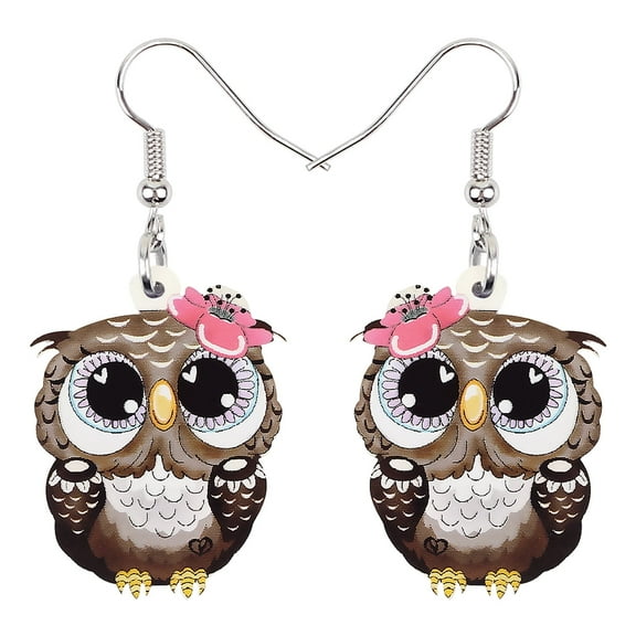 BONSNY Acrylic Dangle OWL Earrings Funny Birds Lovely Gift For Women