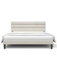 thumbnail image 1 of BONSOIR FULL Size Bed Frame Modern Horizontal Panel Upholstered Low Profile Platform with Tufted Headboard/No Box Spring Needed/No Bed Skirt Needed/Linen Fabric Upholstery/Beige (Full Size), 1 of 5