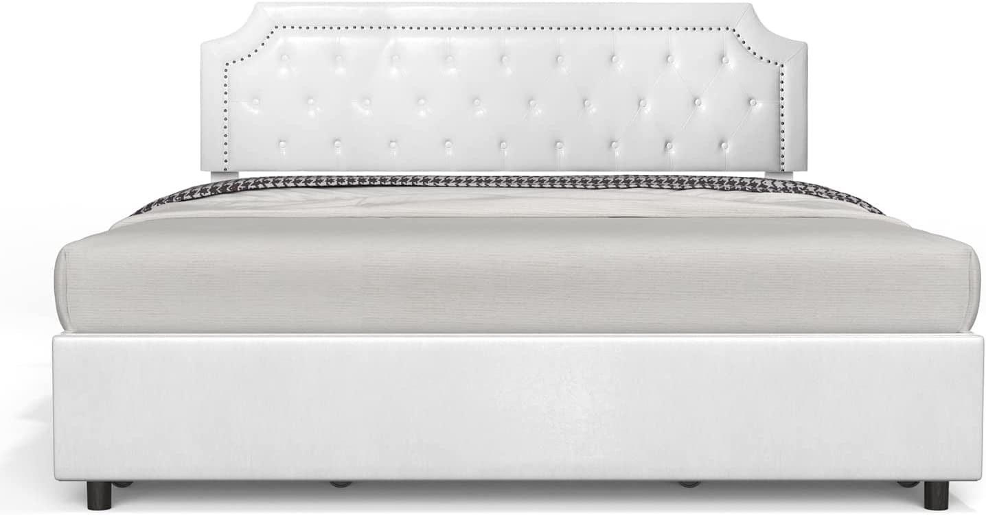 BONSOIR King Size Storage Bed Frame Upholstered Low Profile Traditional