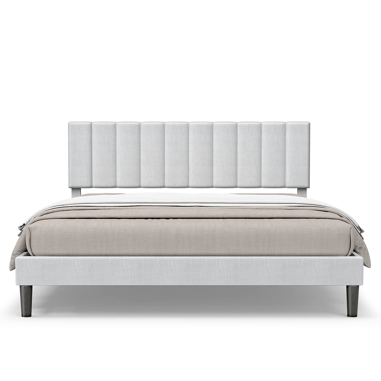Bonsoir Of London Modern Vertical Upholstered Faux Leather Bed Skirt Bonsoir Of London Modern Vertical Upholstered Faux Leather Bed Skirt