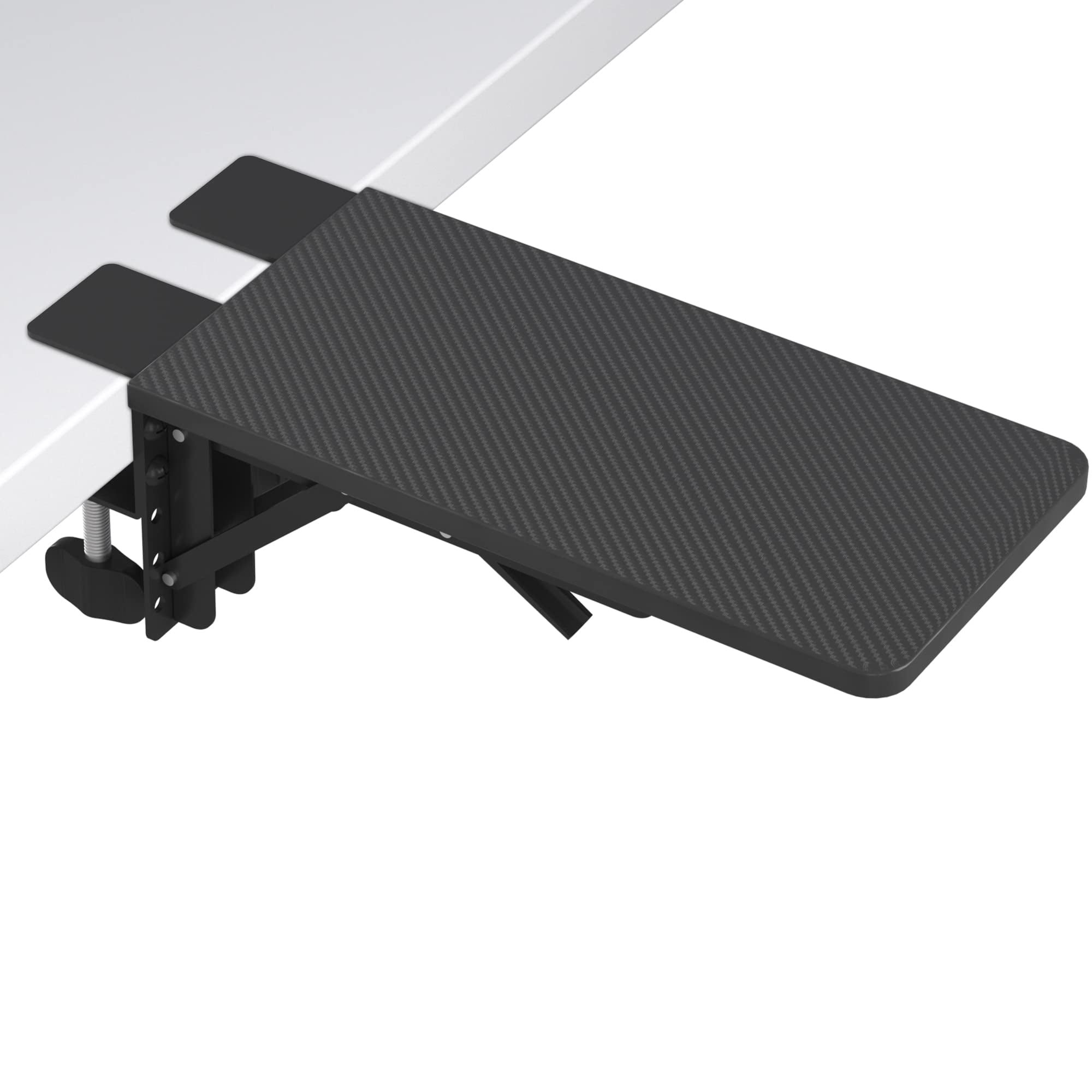 BONTEC Desk Extender Tray, 11.8"x5.9" Table Mount Arm Wrist Rest Shelf, 90°Foldable Elbow Support, Clamp on Computer Arm Rest for Desk, Office & Home Use, Durable & Easy to Install