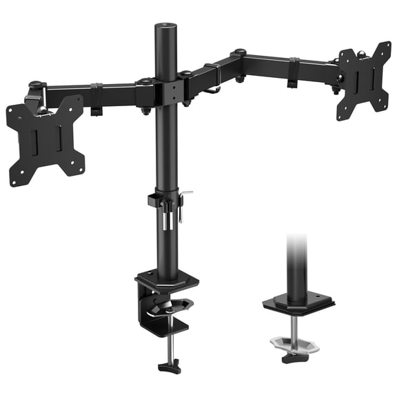 BONTEC Dual Monitor Desk Mount, Full Motion Adjustable Monitor Stand for 1327 Inch Screens, Heavy Duty Arms Hold Up to 22 lbs Each, VESA 75x75/100x100 mm, C Clamp and Grommet Base, Cable Management