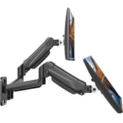 BONTEC Dual Monitor Wall Mount, Gas Spring Adjustable Arm for Two 13-32 Inch Screens, Swivel Tilt Rotate, VESA 75x75/100x100mm, Holds 19.8 lbs Each
