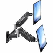 BONTEC Dual Monitor Wall Mount, Gas Spring Adjustable Arm for Two 13-32 Inch Screens, Swivel Tilt Rotate, VESA 75x75/100x100mm, Holds 19.8 lbs Each