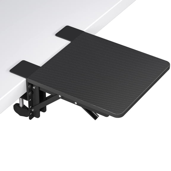 BONTEC Ergonomic Desk Extender Tray, 9.5"x9.1" Table Mount Arm Wrist Rest Shelf, 90° Foldable Elbow Support, Clamp on Computer Arm Rest for Desk, Office & Home Use, Durable & Easy to Install