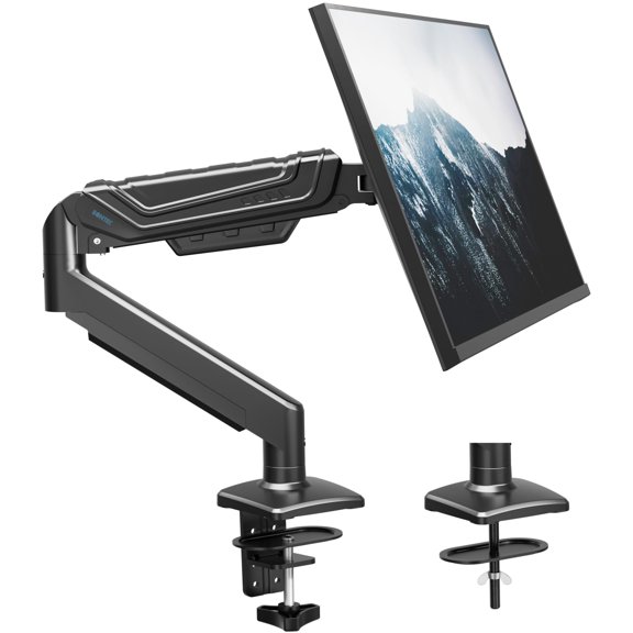 BONTEC Monitor Arm for 1538 Inch Screens, Ergonomic Gas Spring Single Monitor Mount, Full Motion Desk Stand with Tilt Swivel Rotation, VESA 75x75mm 100x100mm, C Clamp, Grommet Base, Cable Management