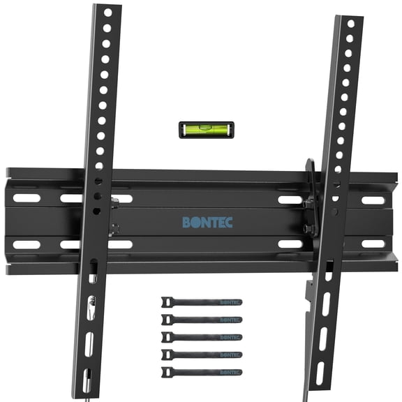 BONTEC TV Wall Mount Tilting for 23-60 inch TVs, Low Profile Design, Max VESA 400x400mm, Holds up to 115lbs, TV Mount for LCD LED OLED Flat Screens, Fixed Ultra Slim Bracket Fits 16" Studs