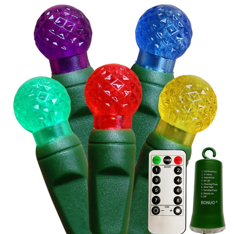 BONUO Battery Operated Christmas Lights 16ft 50 Count G12 String Light for Outdoor Holiday Decor Multicolor