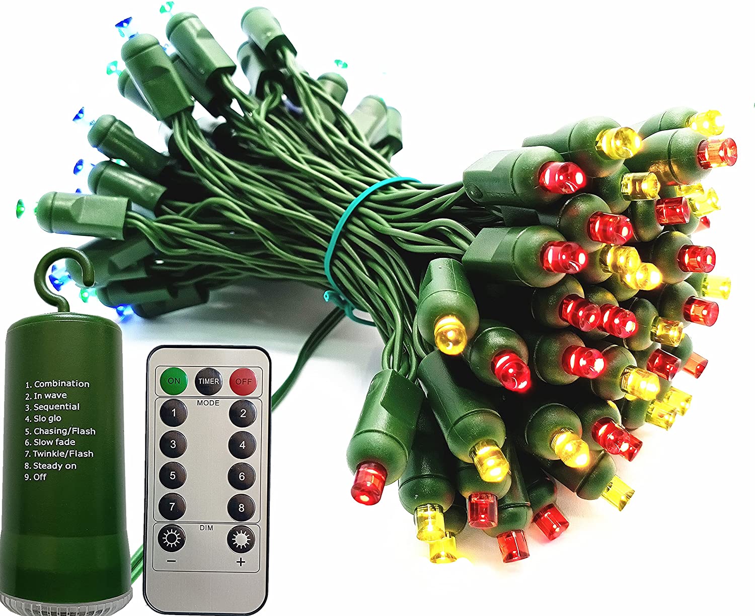 BONUO Multicolor Wide Angle Christmas Lights, 16ft 50 LED String Lights