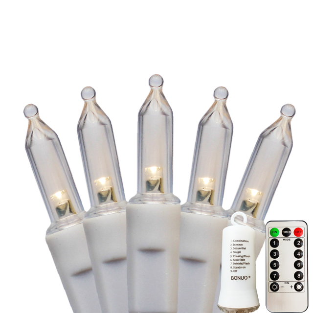 BONUO Warm White Mini Christmas Lights 33ft 100 LEDs Battery Operated