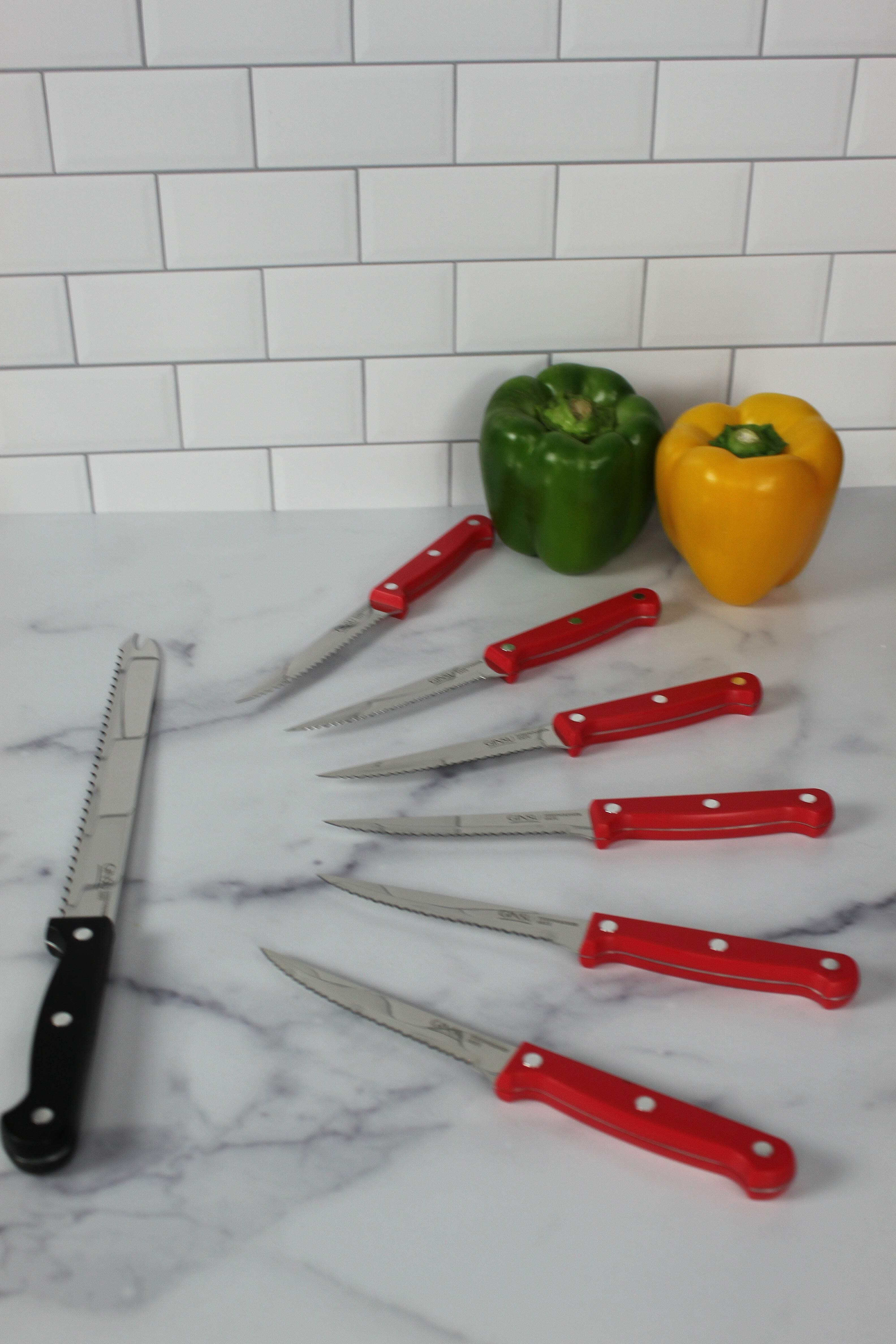 BONUS Original Slicer Plus Ginsu Kiso Series: 6 Piece Red Steak Knife Set