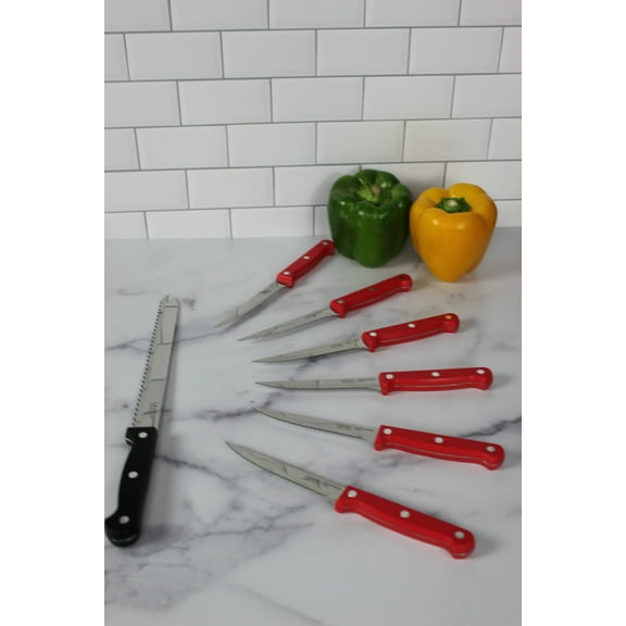 BONUS Original Slicer Plus Ginsu Kiso Series: 6 Piece Red Steak Knife Set