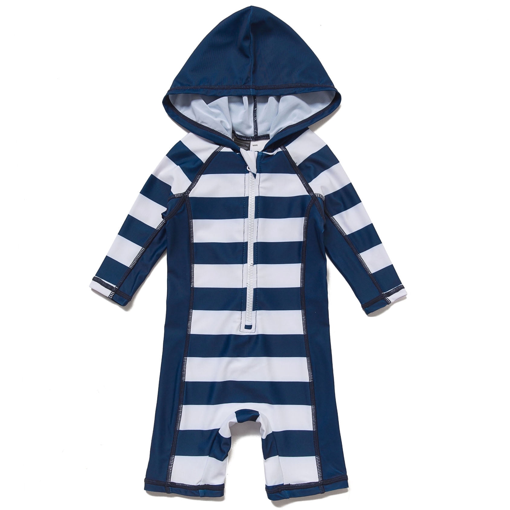 BONVERANO Baby-jongens eendelig badpak capuchon met UPF 50 zonwerende rits
