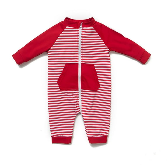 BONVERANO Baby Girls Swimsuit UPF 50+ Sun Protection, Full-Length Zipper One Piece Swimwear, 3/4 Sleeve Toddler Bathing Suit (Red 12-18months)