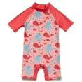 thumbnail image 1 of BONVERANO Baby Girls Swimsuit UPF 50+ Sun Protection, Short Sleeve Zipper One Piece Swimwear, Toddler Bathing Suit（Red 3-6months）, 1 of 8